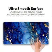 1 Extra-Large Blue Marble-Patterned Mouse Pad - Non-Slip Rubber Base, Durable & Washable Desk Mat; HD Print - Ideal For Gaming, Office Use, And Home Decor - Mouse Pad - View 6