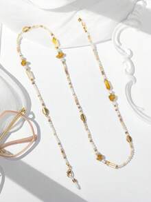 1pc Minimalist Fashion Stone Crystal Beaded Eyeglass Chain Anti-Loss Accessory Random Color - Brown-482 - View 5