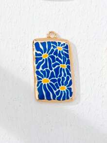 1Pc French Italian Coastal Charms For Jewelry Making, Gold Enamel Rectangle Pendants, Summer DIY Charms For Bracelets Necklaces Earrings, Aesthetic - Multicolor - View 13