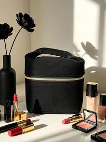 Multi-Scenario Travel Toiletry Storage Bag, Fine Stitching Zipper Makeup Bag, Wear-Resistant Easy-To-Clean Surface, Suitable For Business Trips And Daily Carry, HELENA-GIFT-9 - Black - View 2