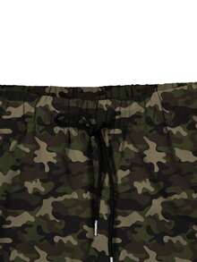Celana Kargo Pria Ukuran Besar Musim Semi/Gugur Motif Kamuflase dengan Banyak Saku, Cocok untuk Aktivitas Luar Ruangan, Mendaki, Olahraga, dan Olahraga, Model Meruncing Hingga Mata Kaki. - Hijau Tentara - View 4