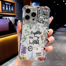Phone Case - A Phone Case With Multiple Travel Seals, Designed For IPhone 11 Through 17 Pro Max Plus. Its Anti-Drop And Shockproof Capabilities Make It An Ideal Gift For Parents, Friends, Or Partners During The Holidays. - 銀色 - 查看 1