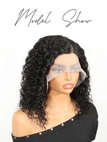 Side Part Water Wave Bob Wig 180% Density Brazilian Human Hair Lace Front Wig C-Part 13x5x1 Transparent Lace Water Wave Curly Bob Wig For Women Preplucked With Baby Hair - Natural Black - View 4