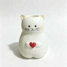 1pc Creative Heart Cat Shaped Vase Makeup Brush Holder Desktop Gift Home Decor - Multicolor - View 10