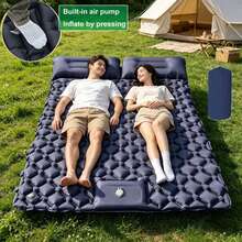 Double Inflatable Sleeping Pad Air Mattress, Fast Automatic Inflation, Outdoor Camping Foot Pump Air Mattress, Portable TPU Moisture-Proof Mat, Camping Tent Inflatable Pad With Built-In Pneumatic Pump - Multicolor - View 1
