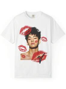 V Taehyung B.T.S Kisses Grafik-T-Shirt, -Fan-Shirt - Weiss - Übersicht 1