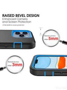 Compatible With IPhone Phone Case With Belt Clip (Multi-Layer Protection) [Shockproof] [Anti-Drop] [Anti-Slip], Three-Proof Heavy-Duty Stand Protective Phone Case (4 In 1) - Blue - View 3