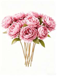 MEHELANY 5/1pc Light Pink Artificial Peony Flower With Stem, Faux Flower For Home Party Decor, Wedding Centerpiece, Home Vase Arrangement, Autumn Decoration, Living Room, Kitchen, Hotel And Office Decor - Pink - View 2