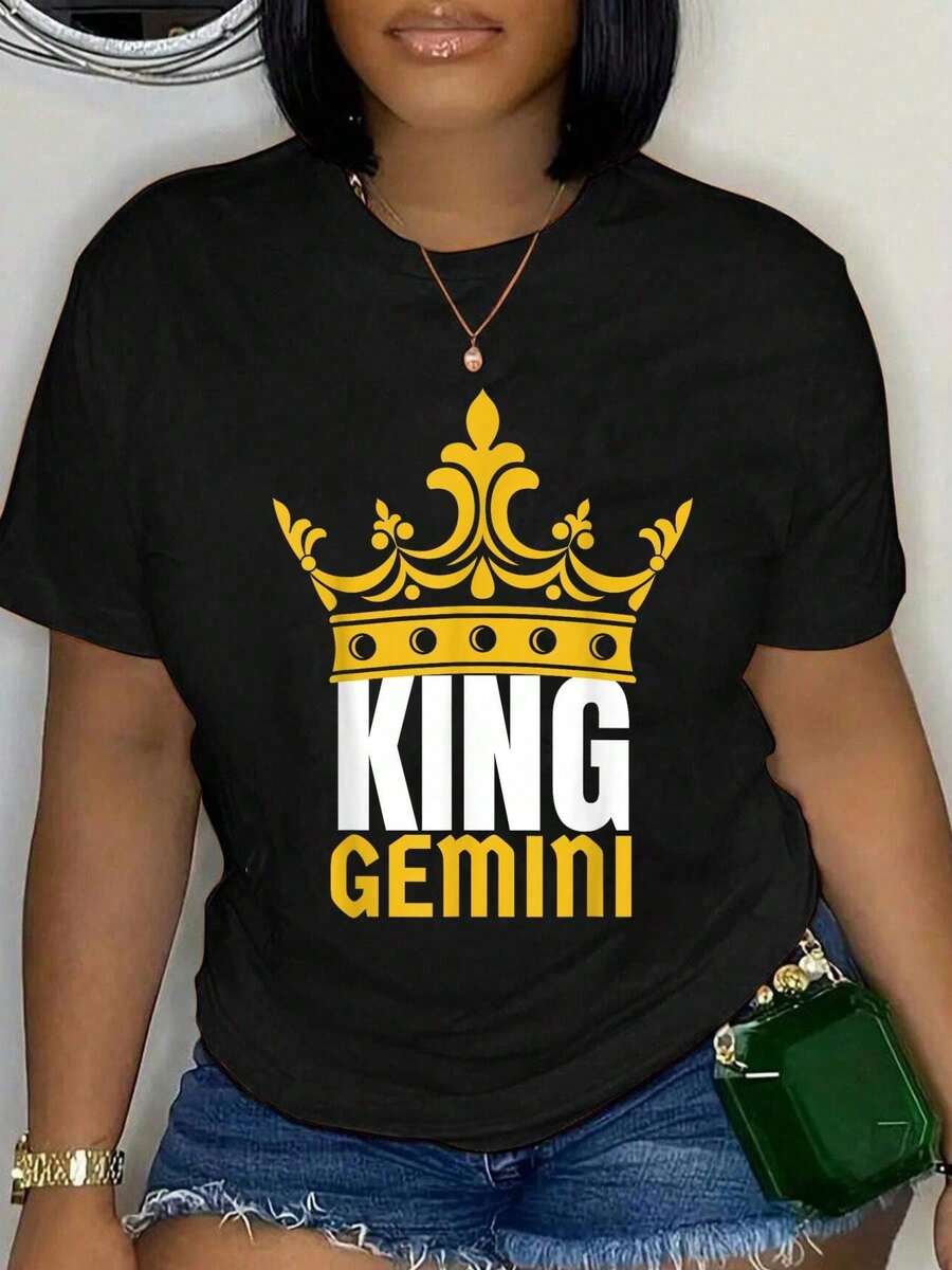 Ultra Comfort Luxe Fabric Women's Tee100% Cotton Gemini AF Astrology Birthday Zodiac Horoscope Lovers Vintage T-Shirt Casual Short Sleeve Shirt - 黑色 8 - 查看 1