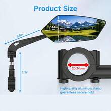 2pcs Adjustable Bicycle Rearview Mirrors, 360° Rotating Wide Angle Safety Mirror, Built-In High Definition Glass, Comes With Complete Installation Tools, Universal Handlebar Accessory For Mountain Bikes - Multicolor - View 7