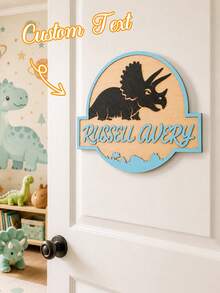 Custom Dinosaur Theme Wooden Door Sign, Personalized Name Dinosaur Theme Wall Decor, Made Of High-Quality Solid Wood Handcrafted, Multiple Colors Available. Exquisite Craftsmanship, Material, Diverse Designs, Easy To Use, Durable. Perfect For Home Decor, Door Sign Decor, Wall Decor, Bedroom Decor, Game Room Decor, Party Decor And More. An Ideal Growth Gift For Teenagers, Anniversary Gift, Birthday Gift, Holiday Gift. - Multicolor - View 5