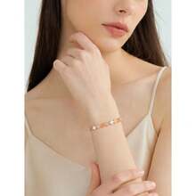 Orange White Irregular Geometric Enamel Rhinestone Bangle - Multicolor - View 4