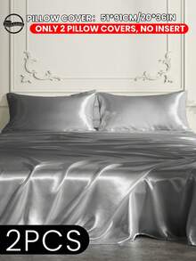 1pc Satin Pillowcase, Silk Pillowcase For Hair And Skin Care, Luxurious Silky Soft And Breathable, No Filling, Machine Washable, Autumn Home Decor - Silver - View 20