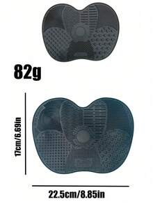 Silicone Makeup Brush Cleaning Mat With Suction Cup, Portable Makeup Brush Cleaning Tool, Apple-Shaped Silicone Makeup Brush Cleaning Pad - 2 個黑色部件(大號 + 小號) - 查看 1
