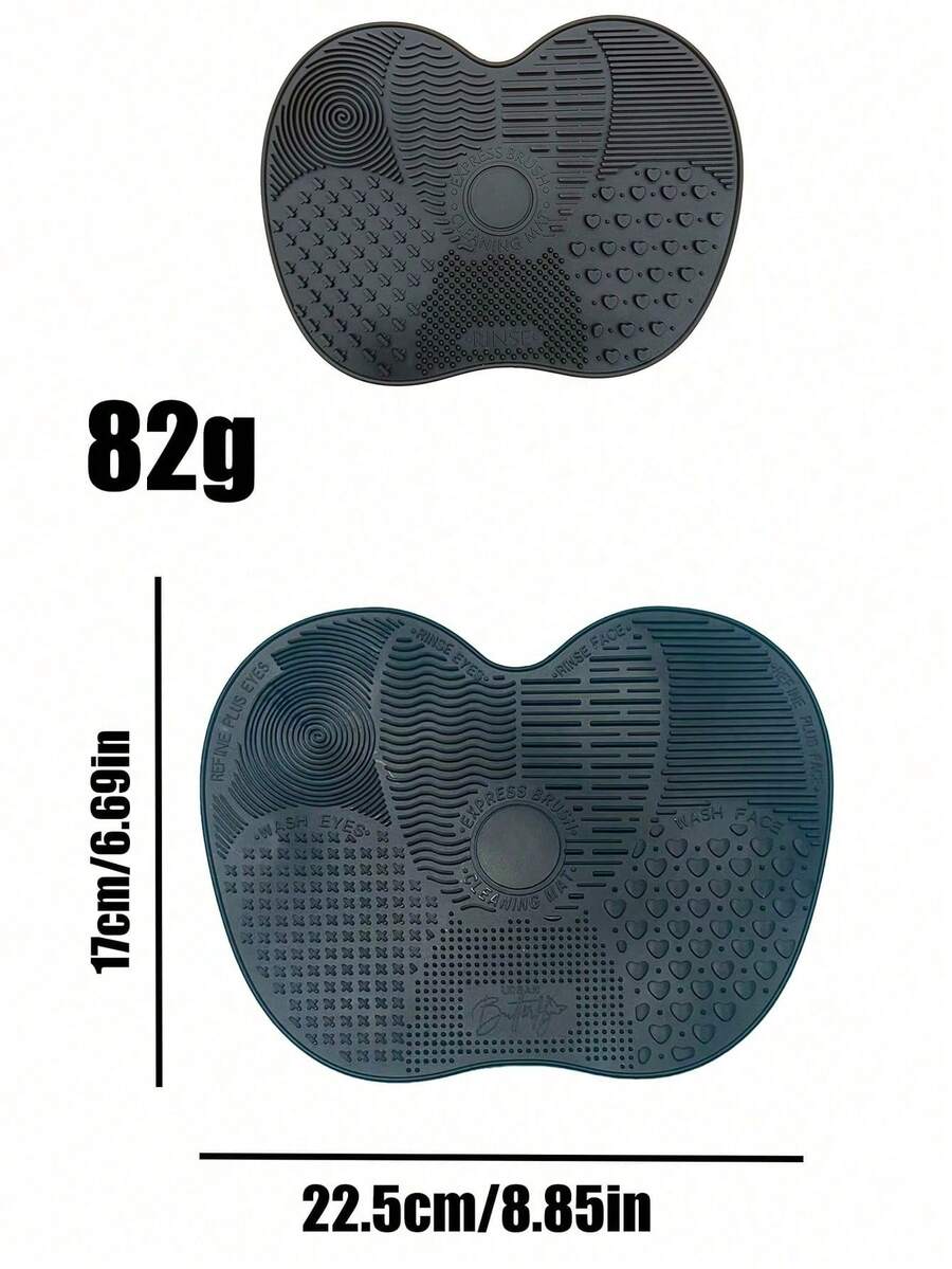 Silicone Makeup Brush Cleaning Mat With Suction Cup, Portable Makeup Brush Cleaning Tool, Apple-Shaped Silicone Makeup Brush Cleaning Pad - 2 個黑色部件(大號 + 小號) - 查看 1