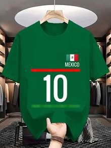 Camiseta Suave para Hombre con Diseño de la Bandera de México y el Número 10 para Fanáticos del Fútbol y Entusiastas de los Deportes, Regalo Perfecto para Amantes del Fútbol - Verde - Ver 3