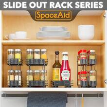 2-Pack 2-Tier Slide Out Spice Rack Organizer, Heavy Duty Pull Out Cabinet Organizer, Adjustable Powder Coated Metal Pantry Storage Shelf With Blank Labels For Kitchen Cabinet, Countertop, Pantry, Space Saving Housewarming Gift - View 2