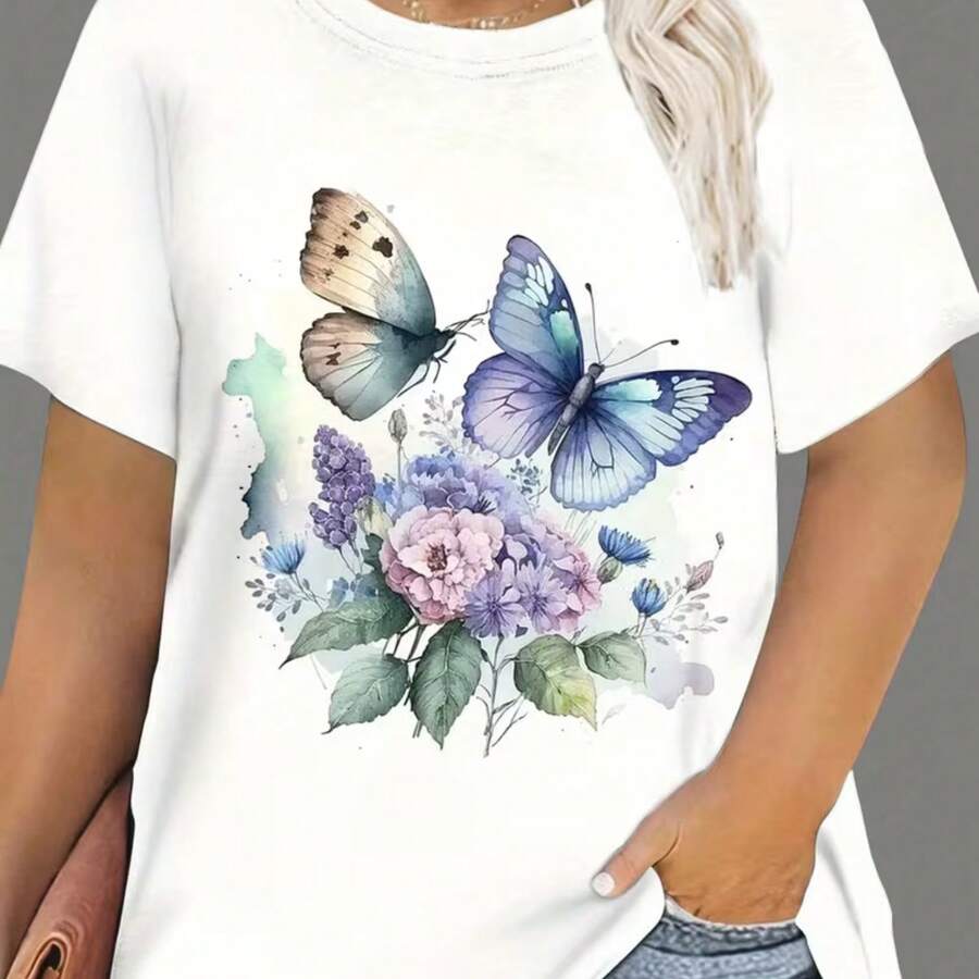 Nuevos productos de verano, camisetas impresas, algodón puro, cuello redondo y mangas cortas, camisas casuales al aire libre de moda para hombres y mujeres, suaves y cómodas - Blanco - Ver 1