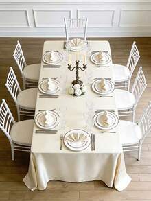 1pc Multicolor Satin Tablecloth Wedding Decoration Tablecloth Party Decoration Tablecloth - Beige - View 8