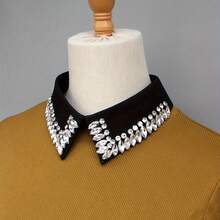 de cuello desmontable vintage, apto para todas las estaciones.Lujoso cuello desmontable de cuentas con brillantes cuentas cosidas a mano.Elegancia vintage, temperamento y calidad exquisita - Negro - Ver 1