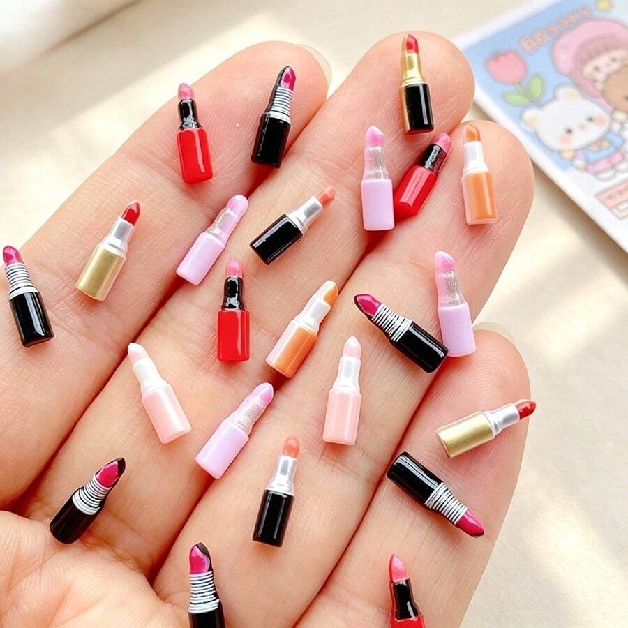 20/50/100pcs Mini Lipstick Resin Flatback Decor - Perfect For Arts, Scrapbooking, DIY Wedding Decorations - Ideal Gift Choice For Valentine's Day, Easter, Mother's Day - Random Colors - Multicolor - View 1