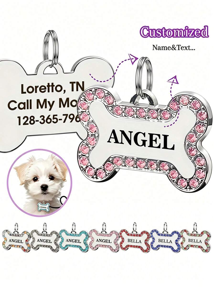 Custom Paw Print Dog Tag, Personalized Pet ID Tag With Engraved Name & Text, Paw Shaped Dog Tag, Custom Pet Name Tag, Engraved Collar Tag, Small Dog/Cat Accessories, Puppy ID Tag, Cute Pet Collar Accessory, Personalized Gift For Pet Lovers - Multicolor - View 1