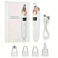 Electric Blackhead Remover, Multi-Function Pore Cleaner, 3 Suction Speed Adjustment With 5 Professional Tips, USB Charging, Built-In 400mAh Lithium Battery, Skincare Tool For Home & Travel Use - White - View 12