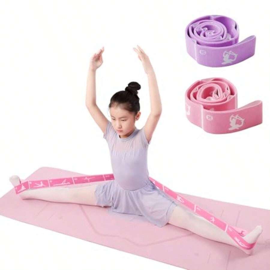 2-Pack Adjustable Dance Stretch Bands - 8-Loop Elastic Bands For Ballet, Latin, Yoga, Gymnastics And Stretching - Flexible, Multi-Section Design For Dance Training And Flexibility - PinkPurple - View 1