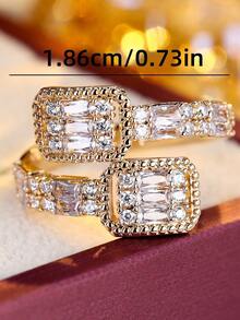 1 chiếc nhẫn hở hình học đính đá toàn thân sang trọng, nhẫn ngón tay đính đá dày bất đối xứng, thiết kế ngách cao cấp trang sức tay - JZ22082 - Xem 5