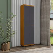 Clean Multipurpose Cabinet With 4 Doors And 6 Shelves, Organizer For Laundry Room, Bedroom, And Kitchen. - Grey - View 2