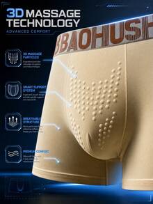 4pcs Men's Breathable Boxer Briefs, Acupressure Design For Comfort Daily Underwear - Multicolor - View 3