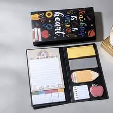 1pc Black Teacher Appreciation Sticky Note Folio Set, 330 Sheets Of 11 Different Shaped Combination Sticky Note Pads,Suitable For Back To School Classroom Supplies Thank You Gift For Preschool Elementary Teachers Coworkers Office Desk Accessories - one-size - View 2