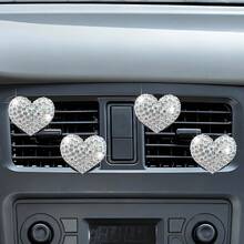 Shiny Crystal Heart-Shaped Car Air Vent Aromatherapy Clip, Car Air Vent Decorative Clip, Car Decoration Accessory - A - View 13