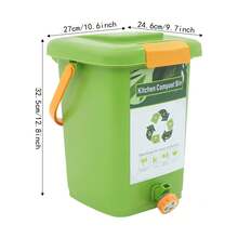 CNCEST Kitchen Compost Bin | Large Capacity Compost Container | Rectangle Double-Layer Seal Filter Plate Liquid Tap Can Be Used In Kitchens Balconies Gardens And Yards (10L/2.2 Gal) - Green - View 6
