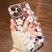 1 pieza Funda de teléfono transparente y suave con diseño simple y fresco de flor de margarita - Multicolor - Ver 4