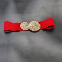 1 pièce Ceinture de taille rouge vin, polyvalente pour le port quotidien, les fêtes, les grandes tailles, l'été - Rouge foncé - View 8