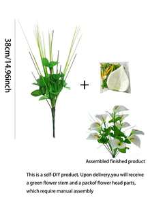 1/3件 DIY 人造馬蹄蘭植物，可組裝花莖與花頭，人造馬蹄蘭綠葉植物，適合室內裝飾（不含花盆） - 彩色 - 查看 11