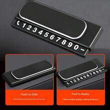 1pc Customizable Car Phone Number Holder. Innovative One-Click Feature To Conceal Phone Numbers And License Plate Temporary Parking Indicators With Reflective Digits. Suitable For Interior Car Decorations. - Temporary Parking License Plate - View 3