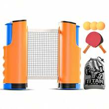Portable Table Tennis Set With Retractable Net + 2 Rackets + 3 Ping Pong Balls + Drawstring Storage Bag, Suitable For Indoor And Outdoor Use - Multicolor - View 2