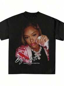 Latto T-Shirt - Hop T-Shirt - Big Latto - Rapper T-Shirt - 紅色 - 查看 1