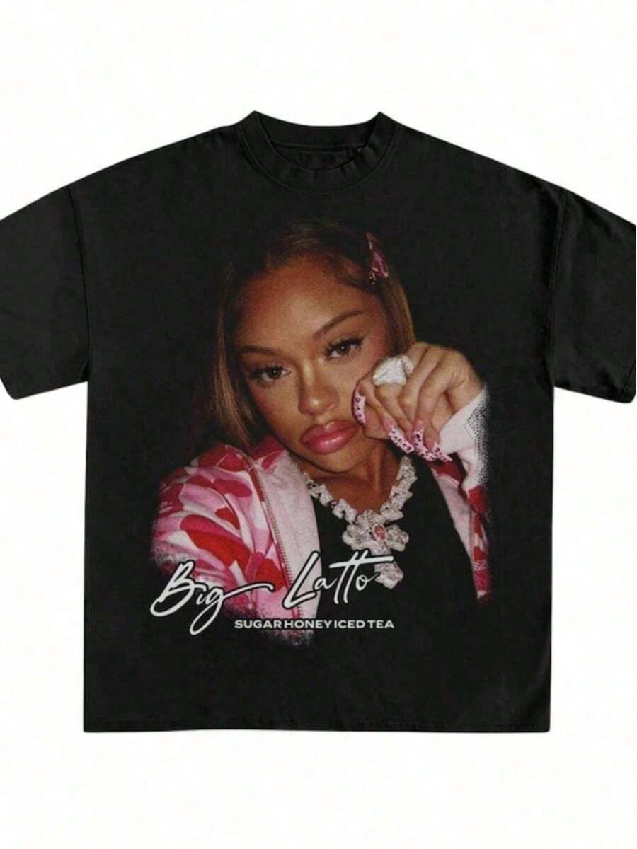 Latto T-Shirt - Hop T-Shirt - Big Latto - Rapper T-Shirt - 紅色 - 查看 1