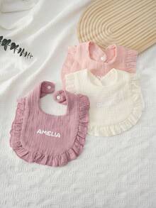 1pc Personalized Customization Name Baby Drool Bib Baby Burp Cloth Soft & Comfortable Bibs Baby Shower Gift Newborn Essentials - Multicolor - View 10