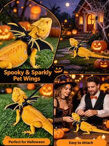 5pcs/Set Halloween Lizard Leash, Small Crocodile Leash, Reptile Outdoor Wing Harness, Chameleon Squirrel Leash, Small Pet Supplies - Multicolor - View 5