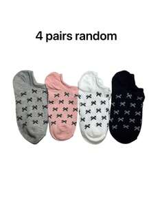 4 Pasang Kaos Kaki Wanita Motif Pita Berwarna-warni, Bahan Rajut Bernapas, Gaya Serbaguna Musim Semi/Panas, Gaya Jepang Segar yang Modis, Untuk di Rumah, Perjalanan, Pesta, Olahraga, Sekolah, Hadiah Liburan - MultiWarna - View 7