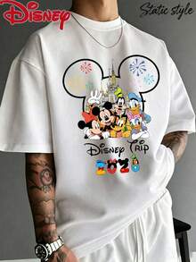 Disney Family Matching T-Shirt, Mickey Mouse T-Shirt, Comfortable And Breathable, Suitable For Going Out And Playing, Unisex, A Gift For Family - White for Men - View 2