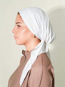 1件裝純色女款中東阿拉伯經典時尚優雅休閒百搭緞帶希賈布帽 寬帽簷彎曲式頭巾帽 適合日常戶外穿著 穆斯林時尚 - 彩色 - 查看 18