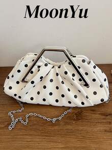 Women's Handbag Pleated Cloud Bag Elegant Lady Exquisite Luxury Metal Chain Design High-End Fashion Suitable For Shopping Dating Party White Bag - White - View 4