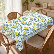 1pc Lemon Print Tablecloth, Suitable For Holidays, Parties, Birthdays, Dinner Parties, Restaurant Table Decor, All Seasons, Home Decor - Multicolor - View 9