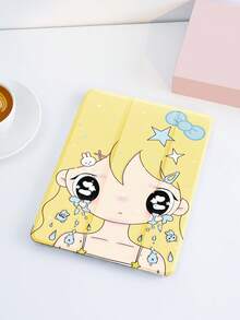 Cartoon Girl Star Pattern Design Tablet Protective Case, With Pen Slot, Tri-Fold Tablet Stand Protective Shell, Compatible With IPad 10.2 Inch Pro 11 2021/2020 /10th Gen/ (A16) 11 Inch 11th Gen 2025 8th/9th/10th Gen, Compatible With Samsung Galaxy Tab A8 10.5 Inch 2022, Matepad 10.4/ Tab, Supports Sleep/Wake, Gift For Kids / Gift For Family, Romantic And Practical Gift. - Multicolor - View 2