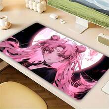 1pc Large Gaming Mouse Pad - Dark Pink Aesthetic Desk Mat, Non-Slip Rubber Base For Anime Fans - View 3